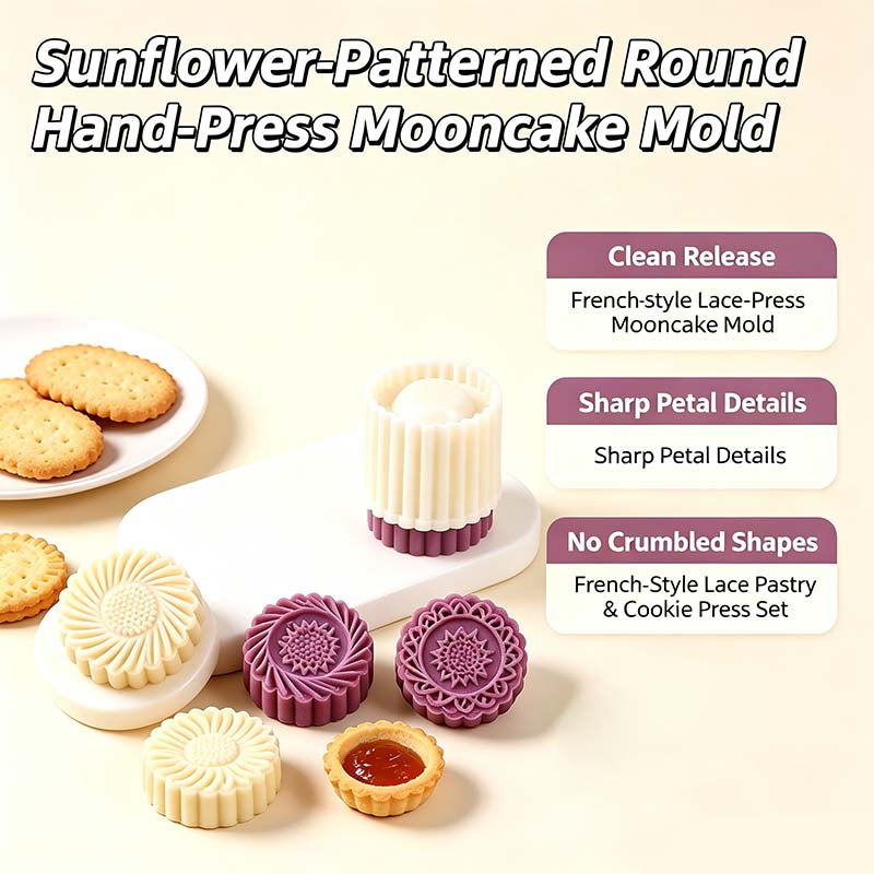 🌻🥮 Sunflower Moon Cake Mold – Easy Hand-Press Design for Beautiful Homemade Pastries! ✨🍰
