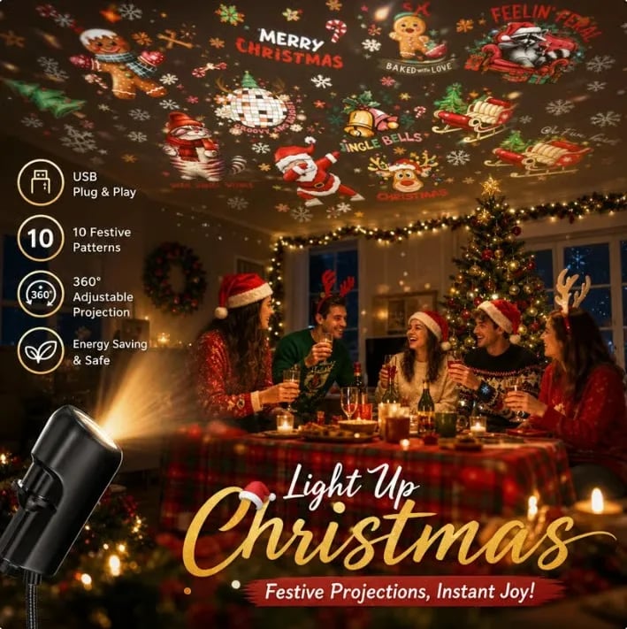 🎄✨ HD Christmas Projector for Magical Holiday Nights 🎅