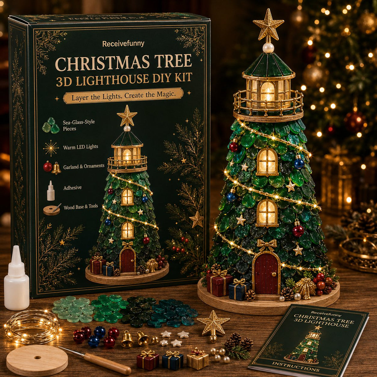 🎅✨ 2026 Christmas DIY Lighted Lighthouse Kit – Easy Crafting & Festive Glow! 🎄💡💕