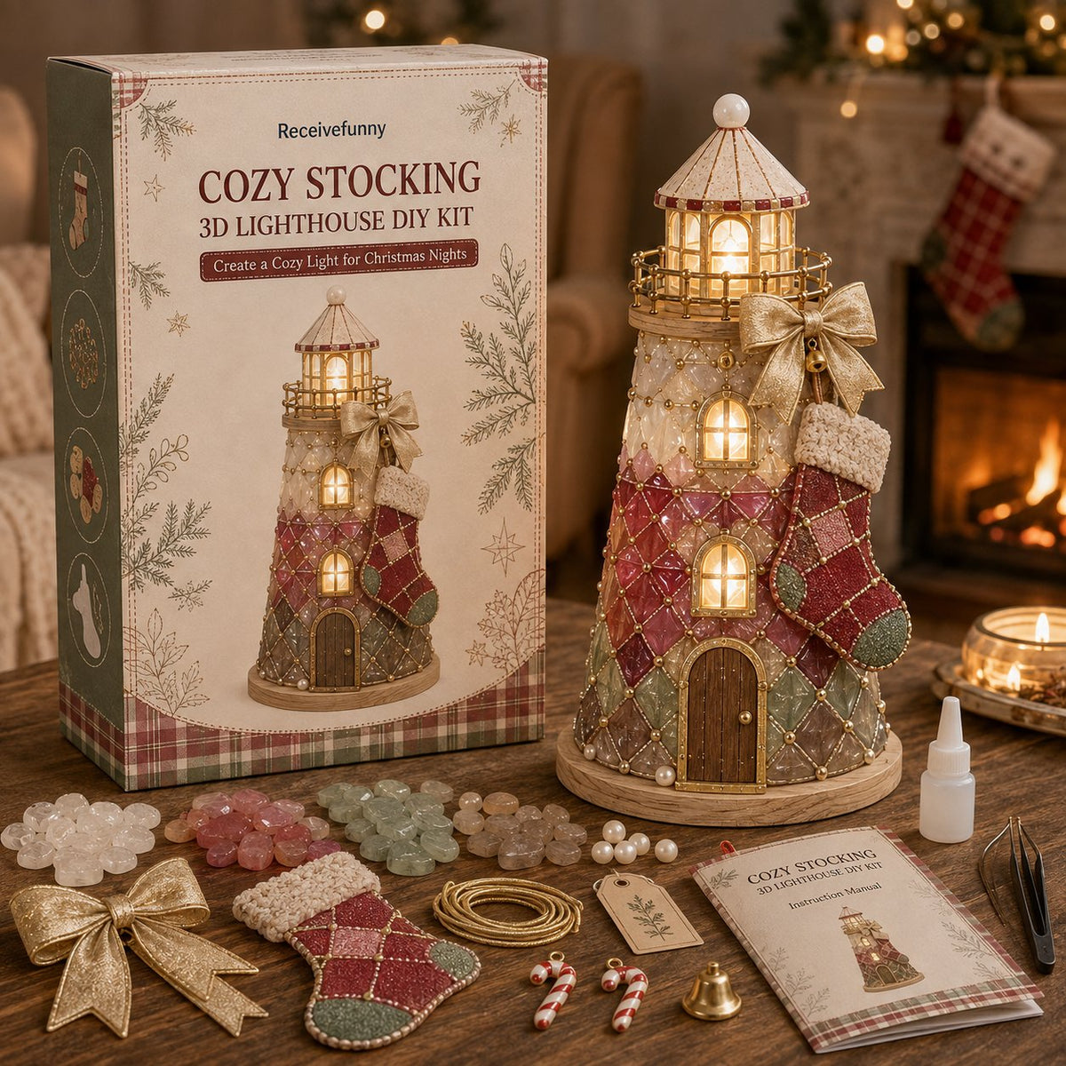 🎅✨ 2026 Christmas DIY Lighted Lighthouse Kit – Easy Crafting & Festive Glow! 🎄💡💕
