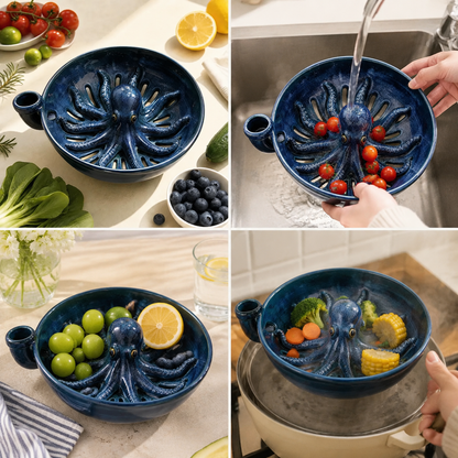 Bold Indigo Octopus Berry Colander