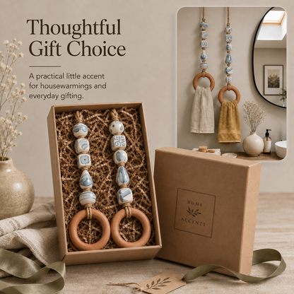 🧺✨ Decorative Beaded Towel Hanger – Rustic Charm & Easy Kitchen Decor 🤎🏡