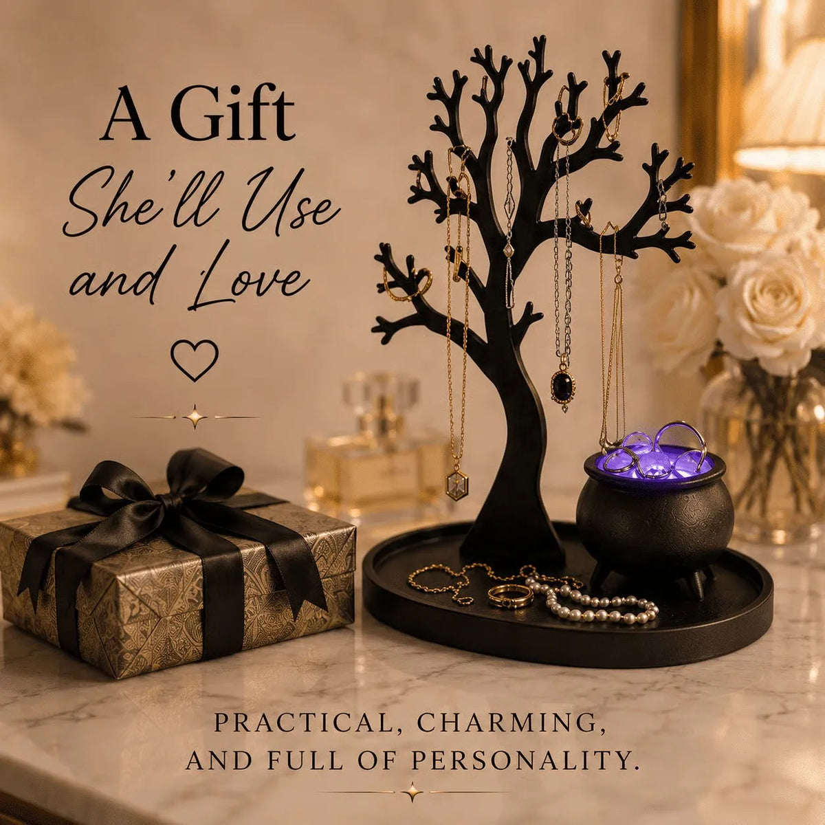 ✨ Light-Up Jewelry Tree – 3D Sculptural Jewelry Display Stand & Organizer
