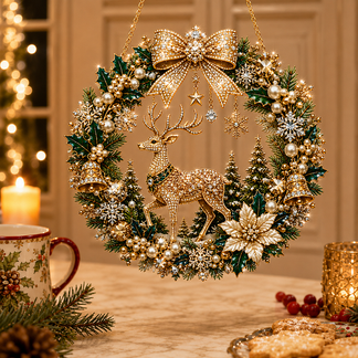 🎄💎 DIY Christmas Pearl Art Wreath Pendant – Sparkling Handmade Holiday Fun! ✨🎁