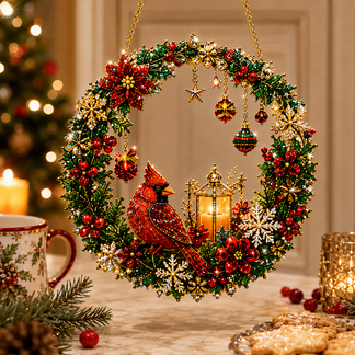 🎄💎 DIY Christmas Pearl Art Wreath Pendant – Sparkling Handmade Holiday Fun! ✨🎁