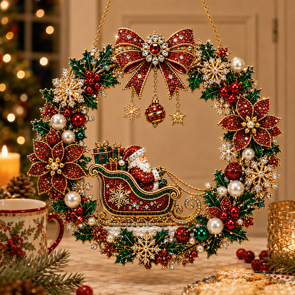 🎄💎 DIY Christmas Pearl Art Wreath Pendant – Sparkling Handmade Holiday Fun! ✨🎁