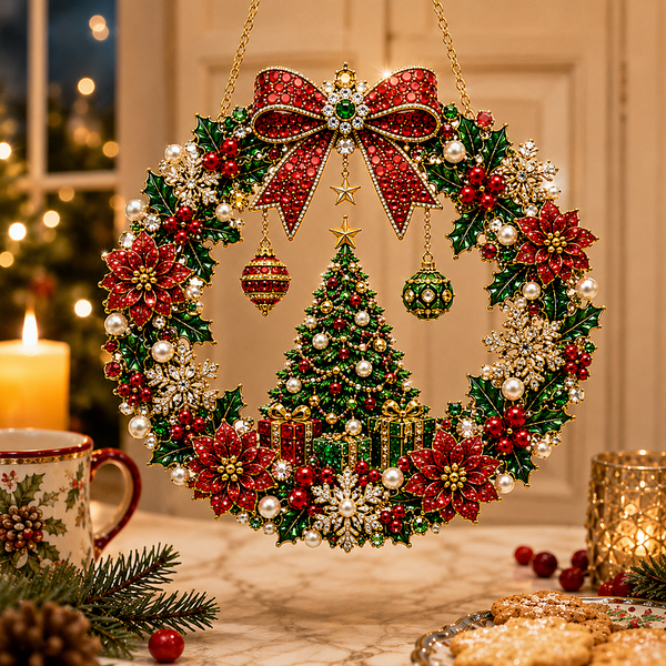 🎄💎 DIY Christmas Pearl Art Wreath Pendant – Sparkling Handmade Holiday Fun! ✨🎁