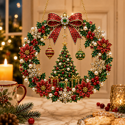 🎄💎 DIY Christmas Pearl Art Wreath Pendant – Sparkling Handmade Holiday Fun! ✨🎁
